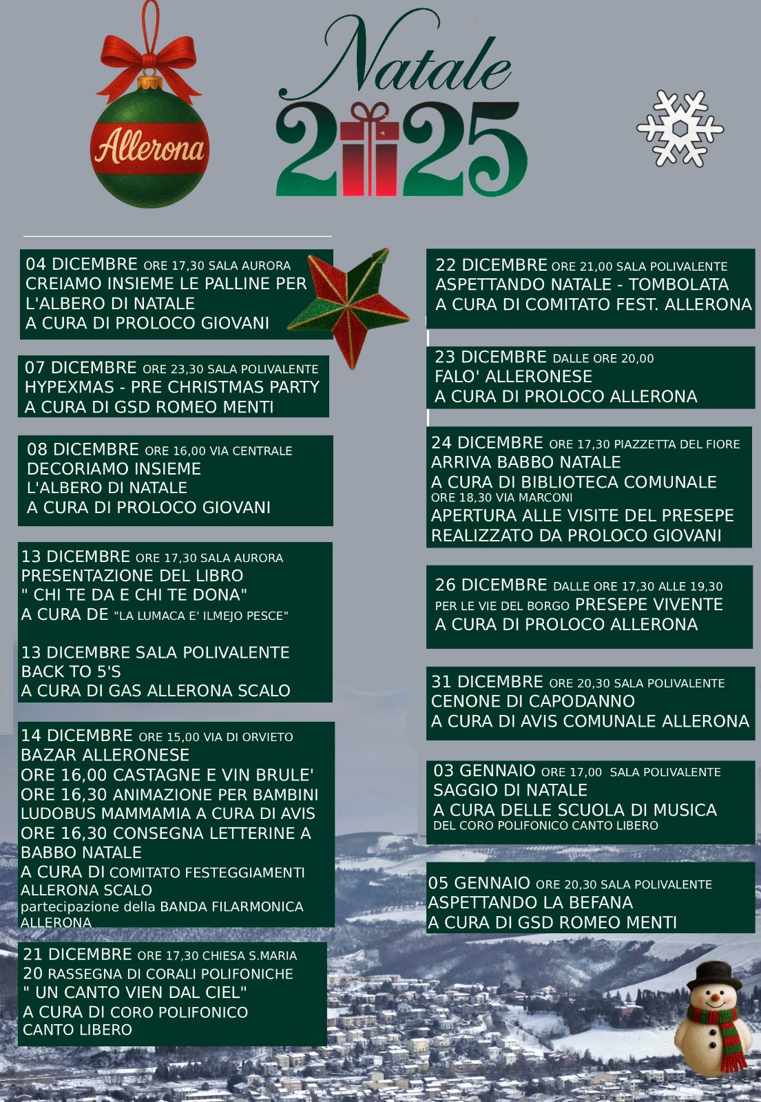 Programme de Natale ad Allerona 2025