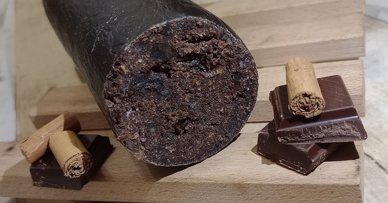 Sanguinaccio, a type of sweet salami made from pig’s blood mixed with spices